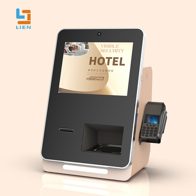 De binnencontrole van het self - servicehotel binnen en de kiosk van de paspoortscanner met rf-kaartautomaat
