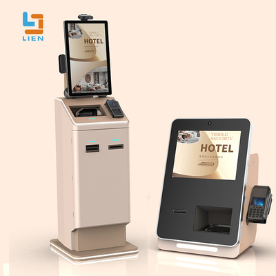 Hotel Self Service Kiosk Met CCTV Camera Kamer Kaart Recycler ADA Paspoort Scanner