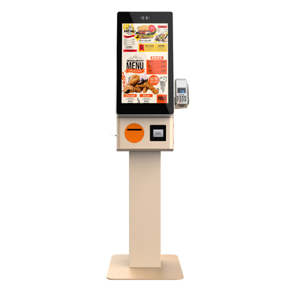 23.8 inch Free Standing Touch Selfservice Food Ordering Kiosk Indoor Restaurant Betaalterminal