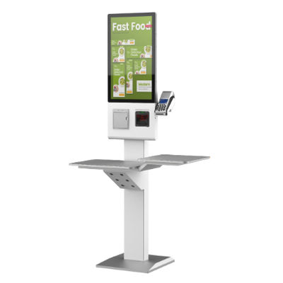 Witte 21,5 inch zelfbestelkiosk met printer, QR-codescanner en touchscreen voor de horeca